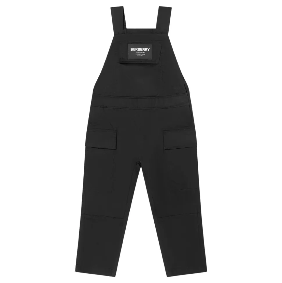 Schwarzes Kinder-Salopette-Kleid mit Taschen