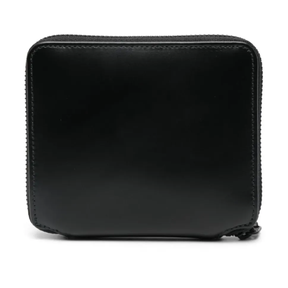 Schwarzes Leder Bi-Fold Portemonnaie