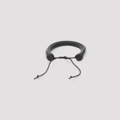 Schwarzes Leder Cassandre Logo Armband