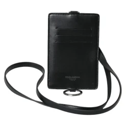 Schwarzes Leder Logo Kartenhalter Brieftasche