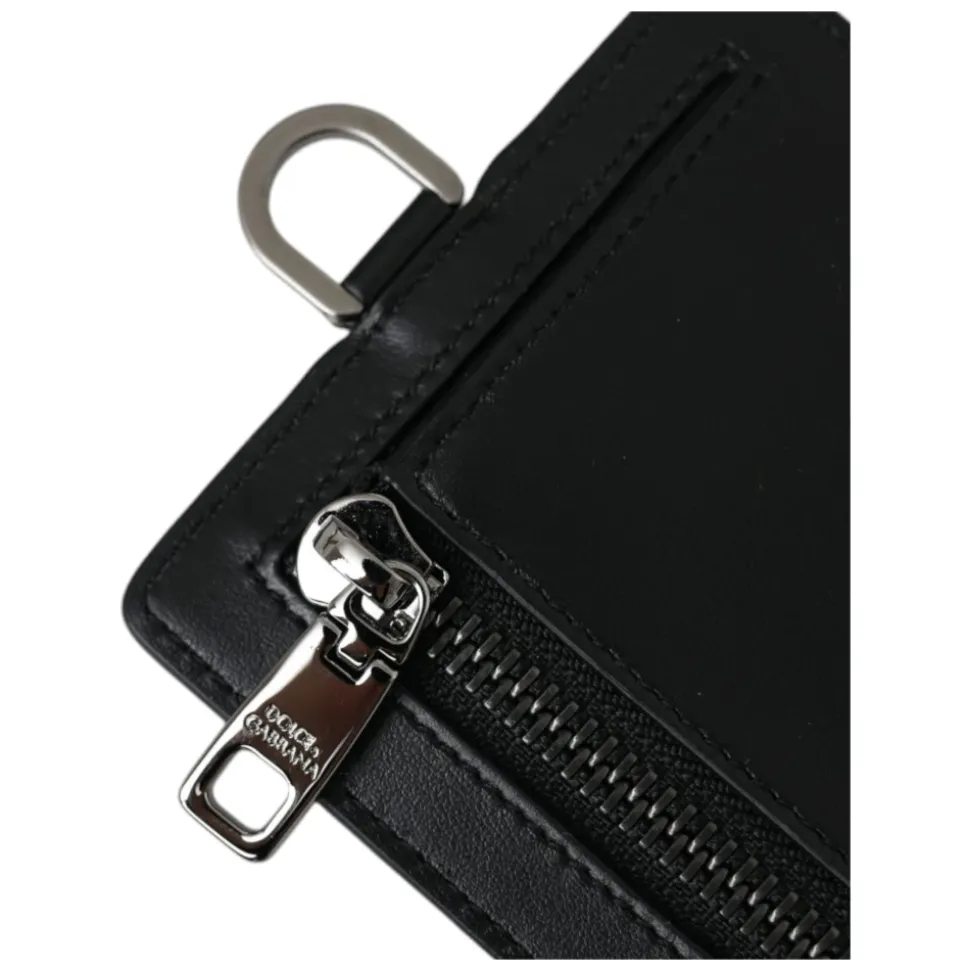 Schwarzes Leder Logo Kartenhalter Brieftasche