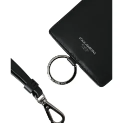 Schwarzes Leder Logo Kartenhalter Brieftasche