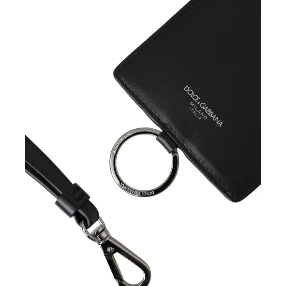 Schwarzes Leder Logo Kartenhalter Brieftasche