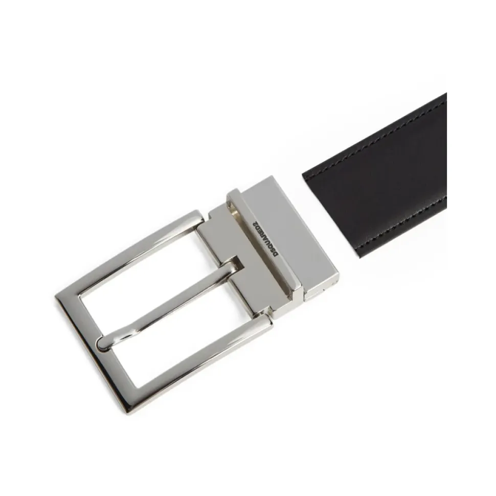 Schwarzes Logo Plaque Schnalle Gürtel Set
