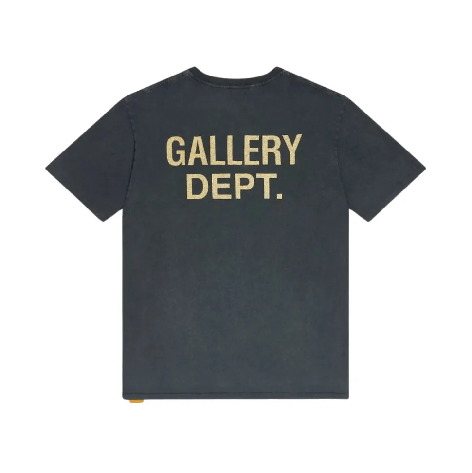 Schwarzes Logo Print Crew Neck T-shirt
