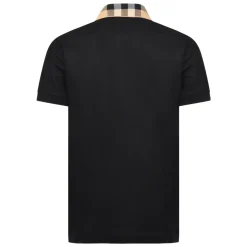Schwarzes Poloshirt mit Check-Kragen