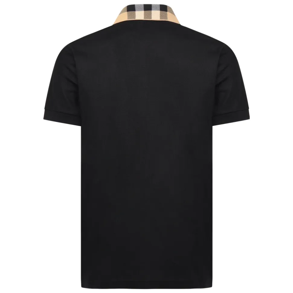 Schwarzes Poloshirt mit Check-Kragen