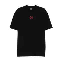 Schwarzes T-Shirt mit Logo-Detail und Rundhalsausschnitt