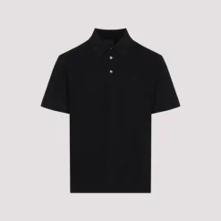 Schwarzes T-Shirt mit Polokragen
