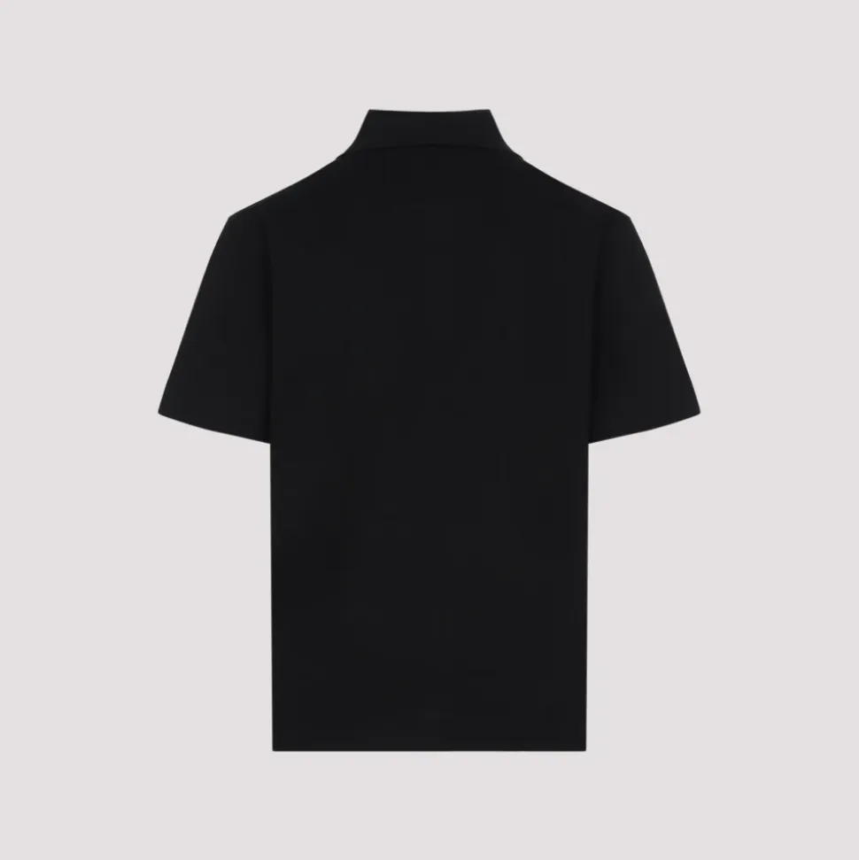 Schwarzes T-Shirt mit Polokragen