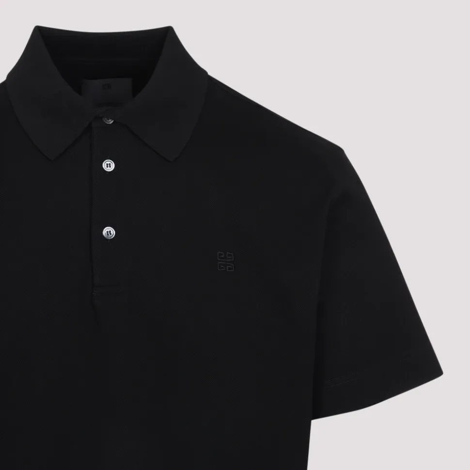 Schwarzes T-Shirt mit Polokragen