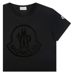 Schwarzes T-Shirt mit Strass-Logo