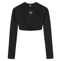 Schwarzes Yoga Cropped LS Top