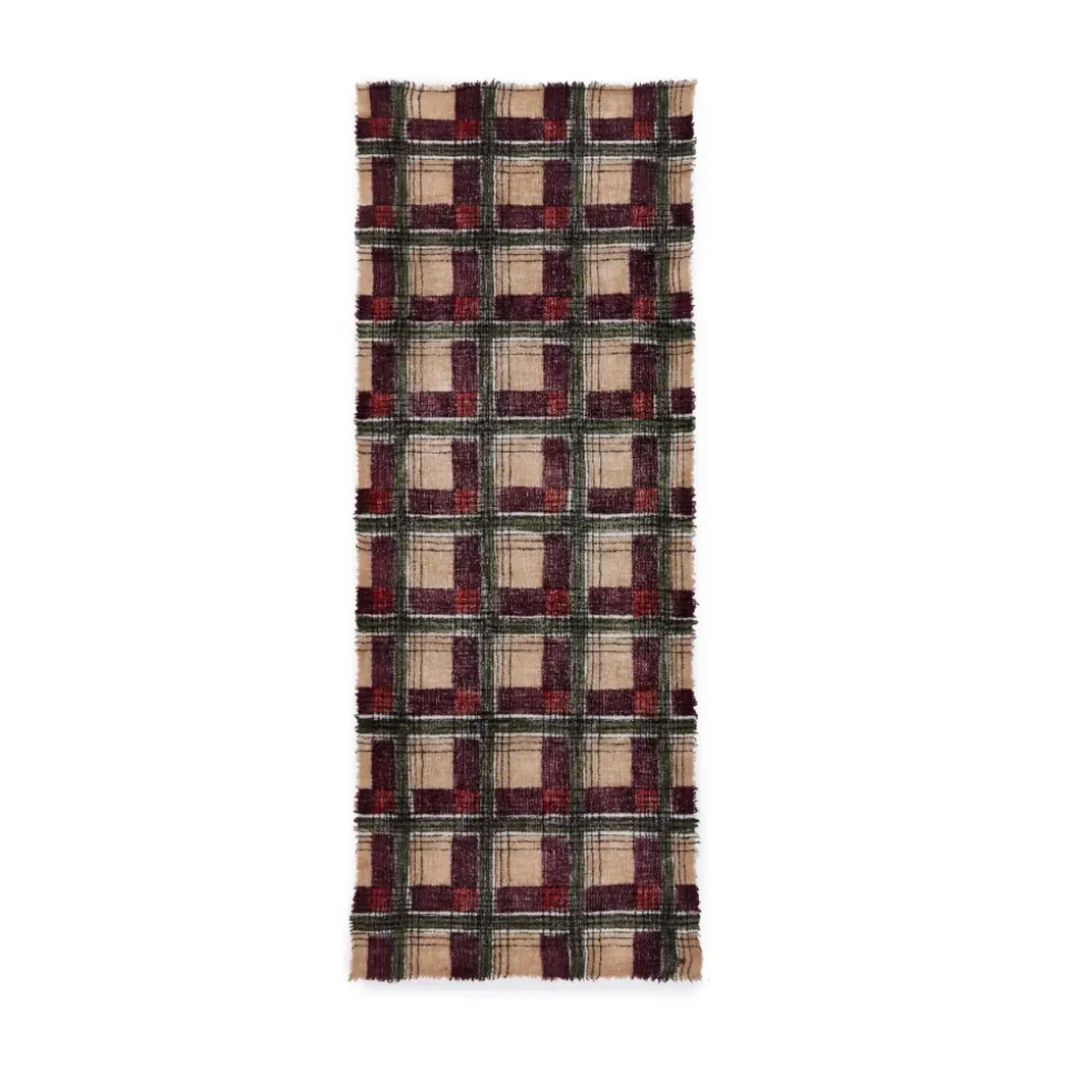 Sciarpa in lana-cashmere fantasia check mod. Moro