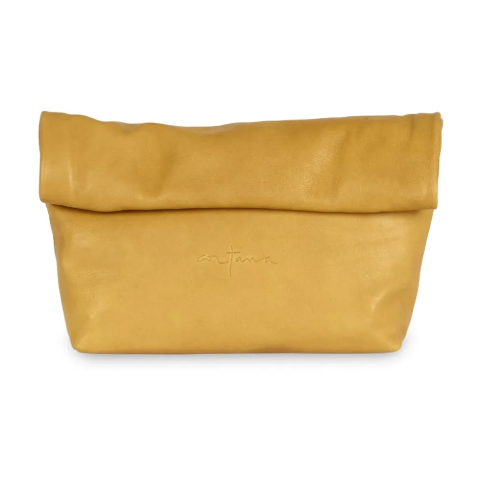 Senfgelbe Leder Clutch
