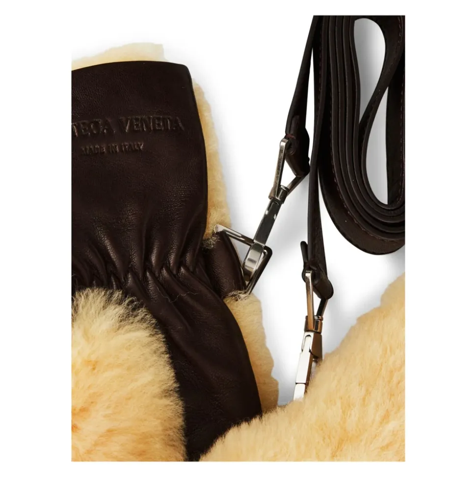 Shearling Leder Logo Handschuhe