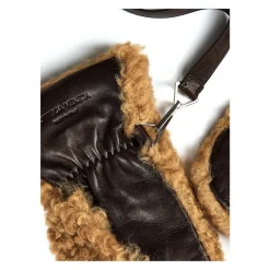 Shearling Leder Logo Handschuhe