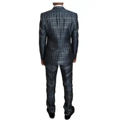 Silberblau Glänzender Slim Fit Anzug