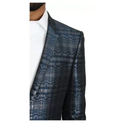 Silberblau Glänzender Slim Fit Anzug