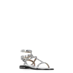 Silberne Ledersandalen mit Nieten