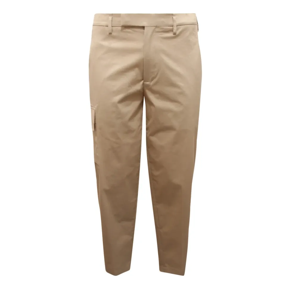Skinny Cargo Hose aus Beiger Baumwolle
