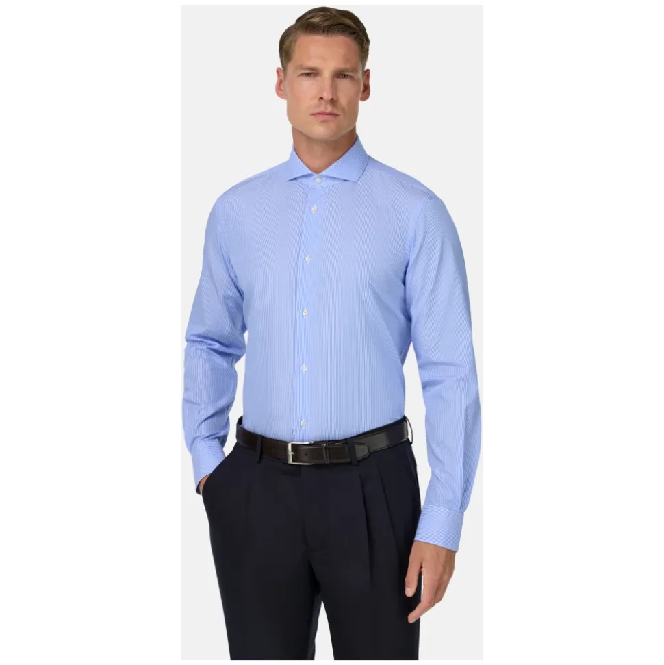 Slim Fit Gestreiftes Baumwollhemd