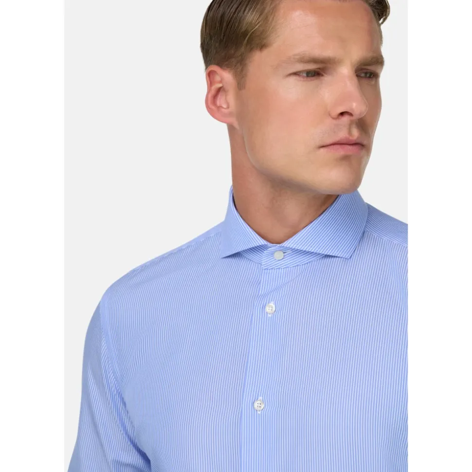 Slim Fit Gestreiftes Baumwollhemd