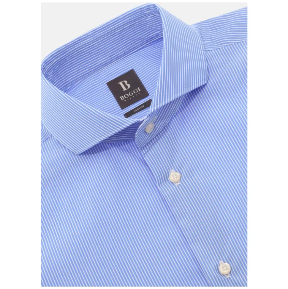 Slim Fit Gestreiftes Baumwollhemd