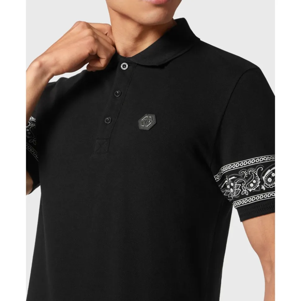 Slim Fit Piquet Polo Shirt SS Paisley Bandana