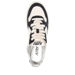 Sneakers mit Glitzer-Elementen und Leder-Obermaterial