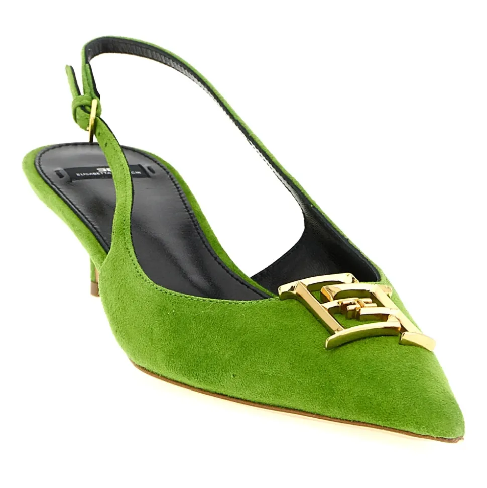 Spitz zulaufende Slingbacks aus Wildleder