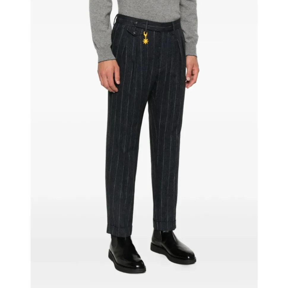 Stretch Wollhose mit doppelter Bundfalte