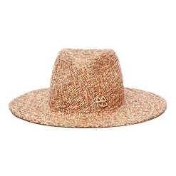 Strohhut mit breiter Krempe beige rot