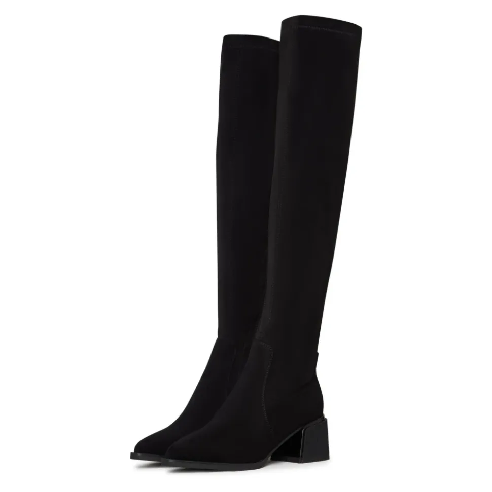 Suede Chic Over-the-Knee Boots - Black