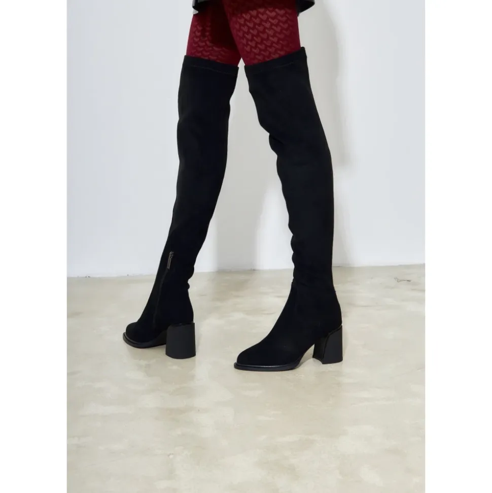 Suede Chic Over-the-Knee Boots - Black