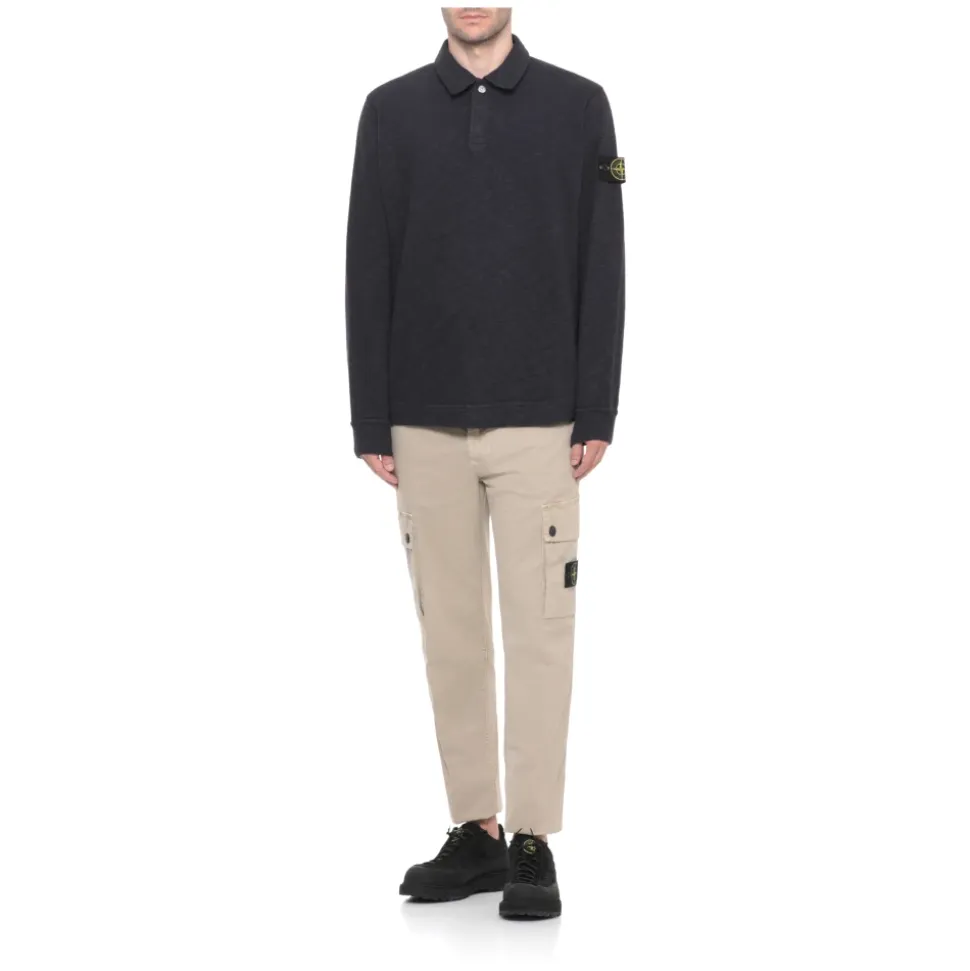 Sweatshirt aus Baumwolle mit Druckknopfkragen
