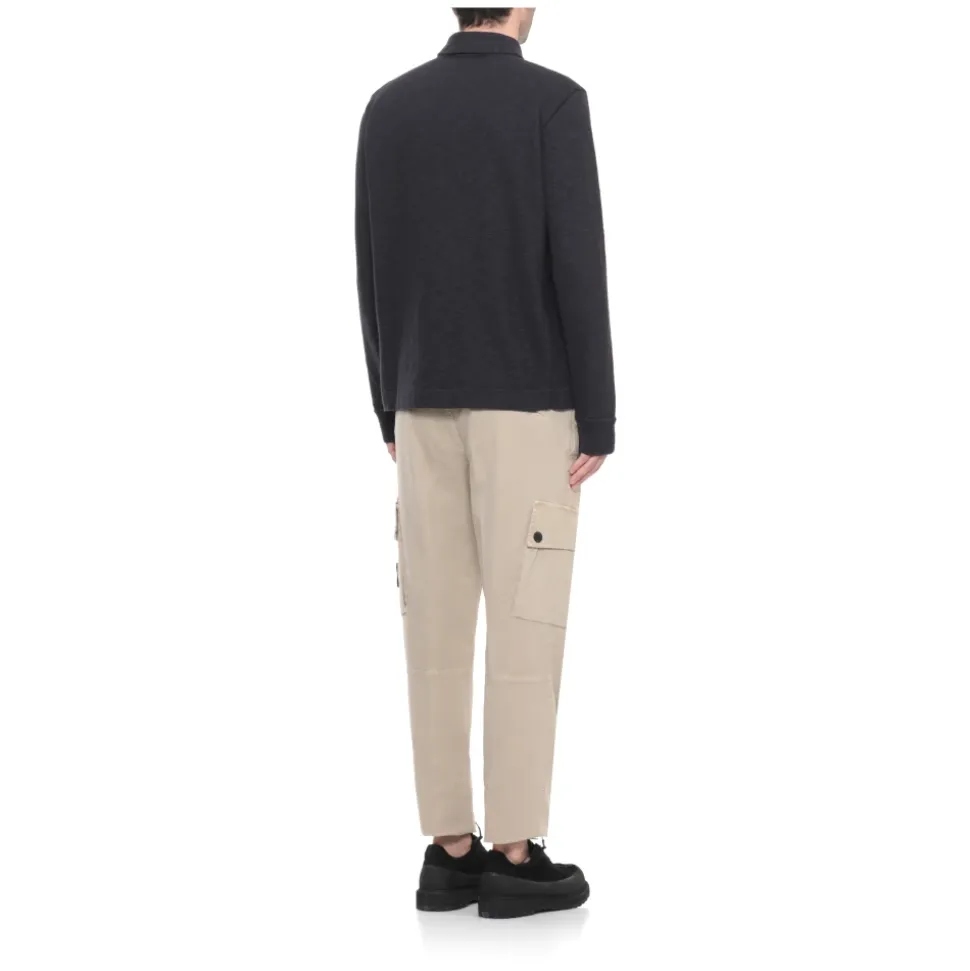 Sweatshirt aus Baumwolle mit Druckknopfkragen