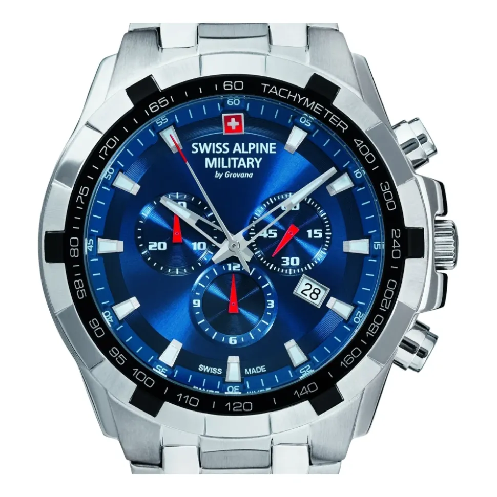 Swiss Alpine Military Herren Armbanduhr Chronograph 10 Atm 46 mm 7043.9235