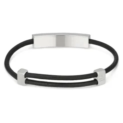 Tag Armband aus Sterlingsilber und Leder mit Logo