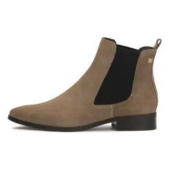 Taupefarbene Wildlederslipper