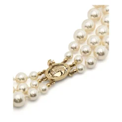 Three Row Pearl Bas Relief Gold Pearl Crystal