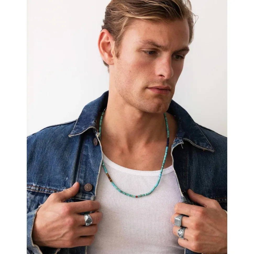 Turquoise Heishi Necklace with Tiger Eye and Blue Lapis