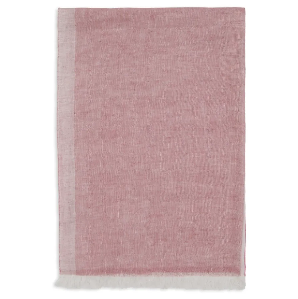 Unisex fuchsia Leinenschal mit dreifarbigem Muster