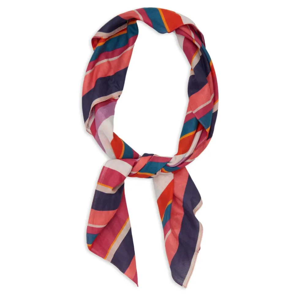 Unisex weiße Baumwoll-Bandana mit mehrfarbigen Streifen