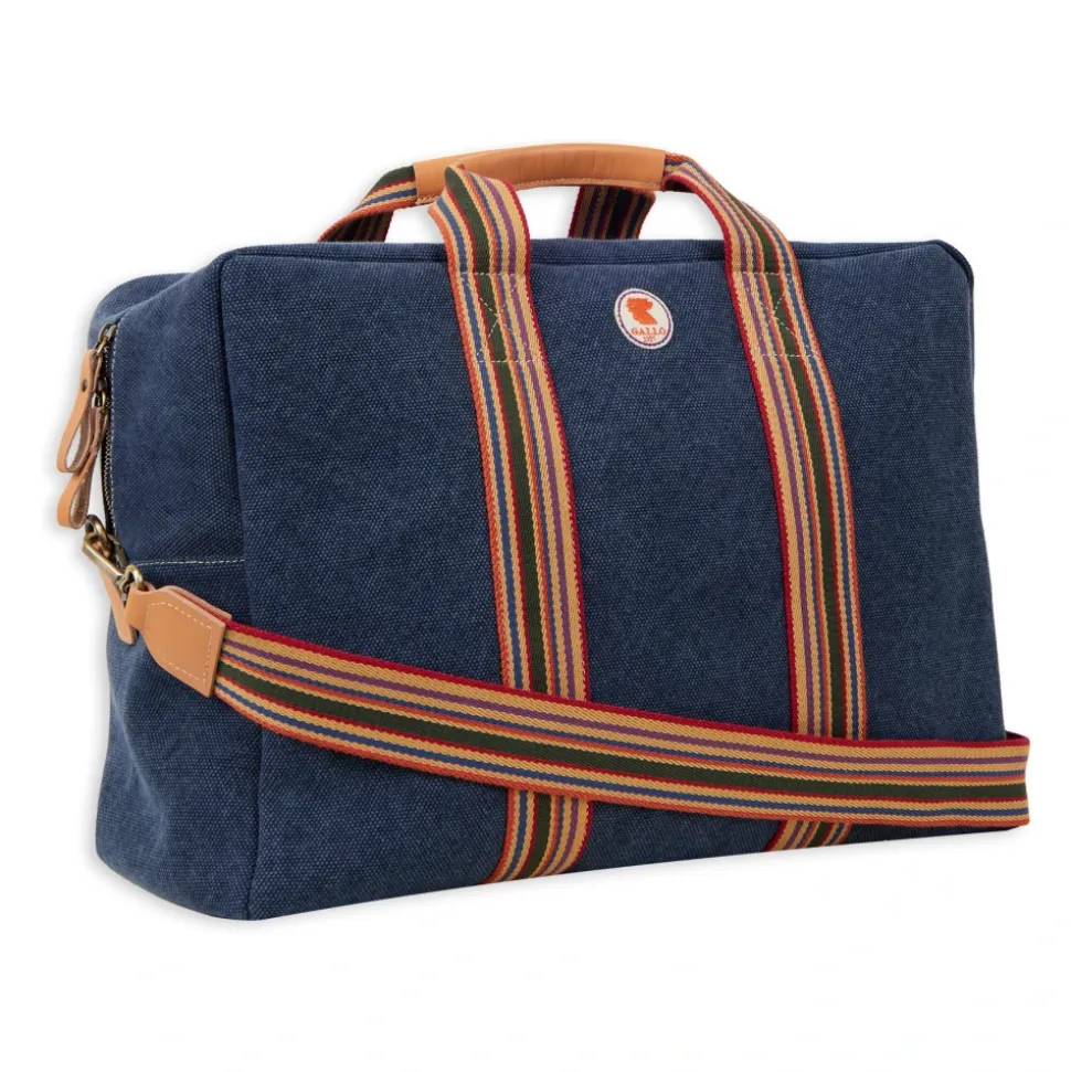 Unisex Wochenendtasche aus einfarbigem blauem Baumwoll-Canvas