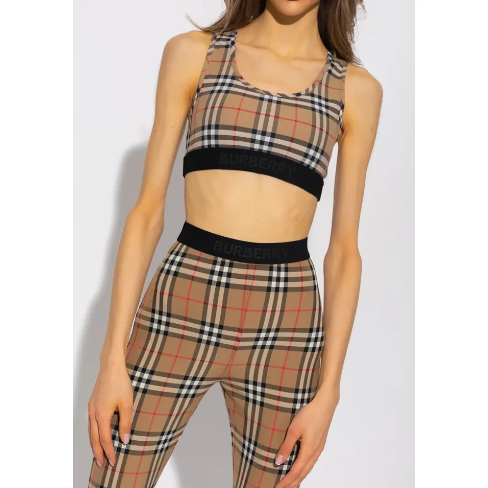 Vintage Check-bedruckter Sport-BH