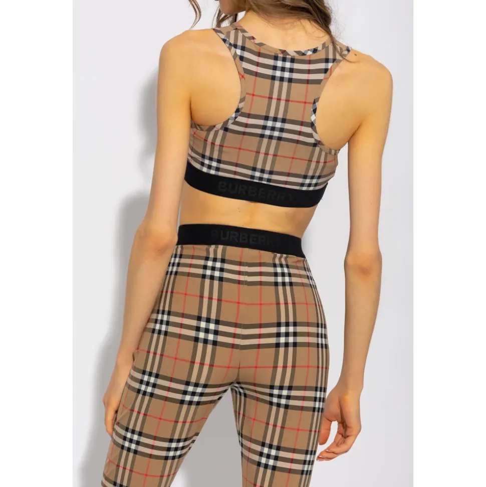 Vintage Check-bedruckter Sport-BH