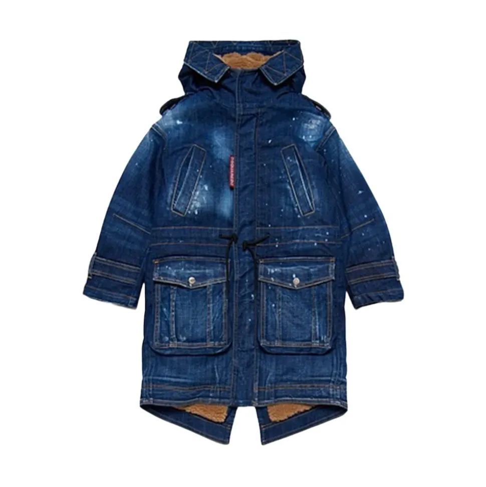 Vintage Jeansjacke mit Kapuze