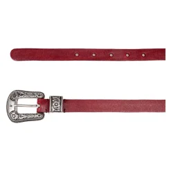 Vintage Kirschledergürtel mit Silberschnalle
