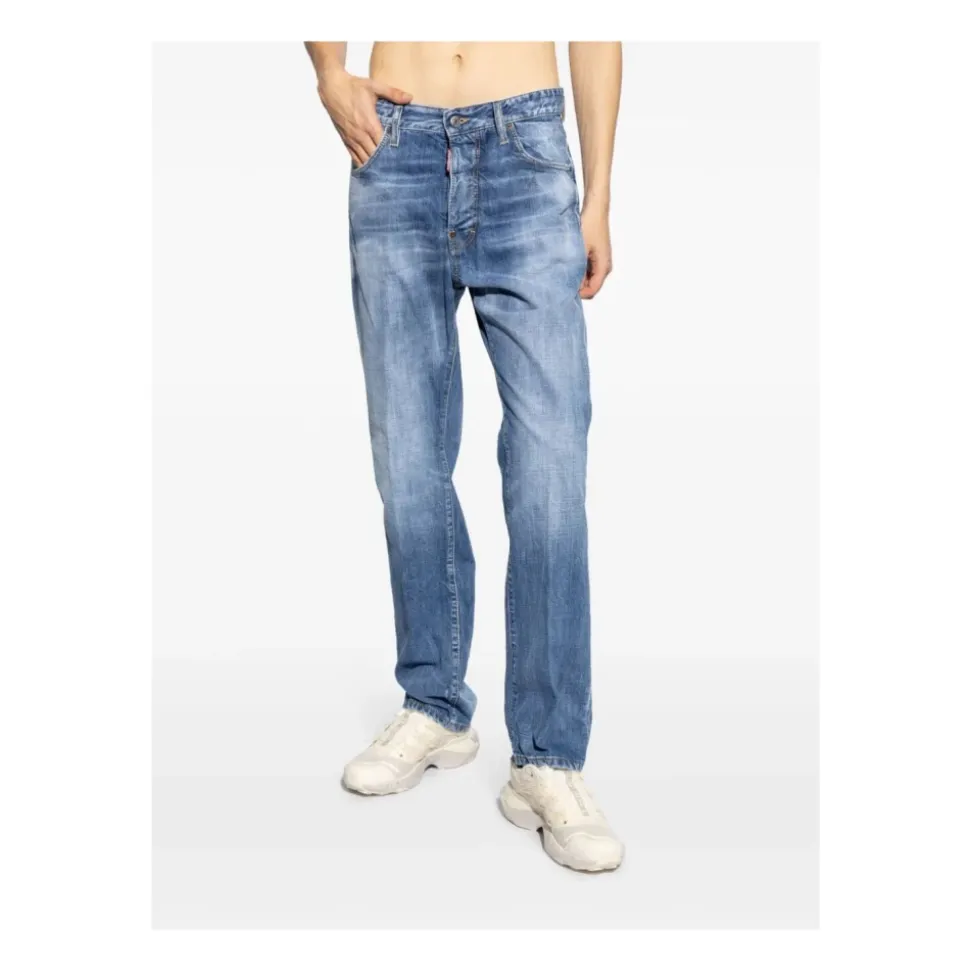 Washed Straight-Leg Jeans